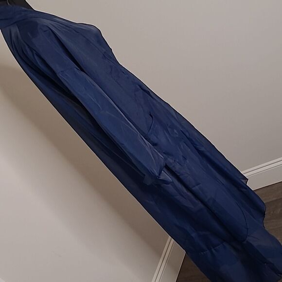 Shimmering  poly navy floorlength cover up with pockets - Picture 5 of 12